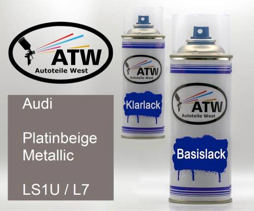 Audi, Platinbeige Metallic, LS1U / L7: 400ml Sprühdose + 400ml Klarlack - Set, von ATW Autoteile West.